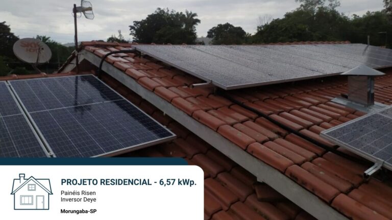 PROJETO 6,57 kWp. Painéis Risen Inversor Deye Morungaba-SP