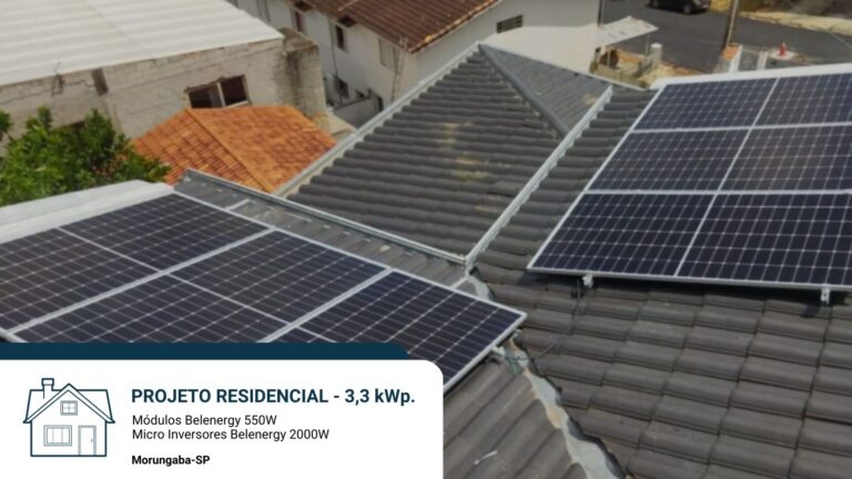 PROJETO 3,3 kWp. Módulos Belenergy 550W Micro Inversores Belenergy 2000W Morungaba-SP