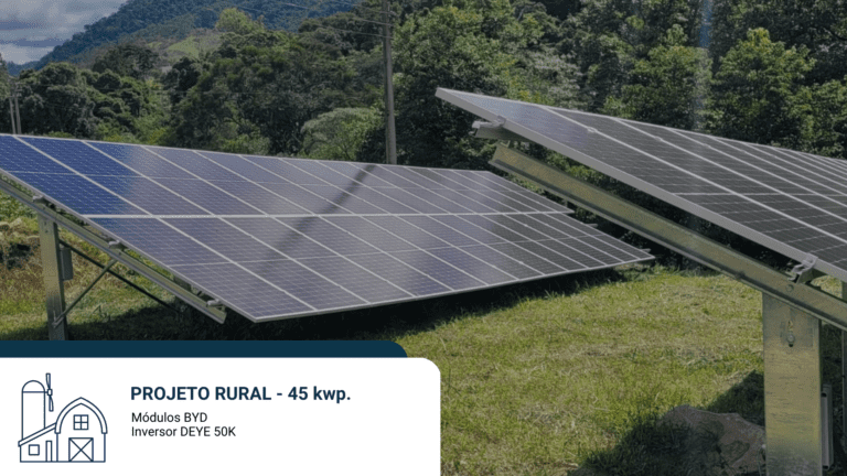 Projeto RURAL 45 kwp Módulos BYD Inversor DEYE 50K