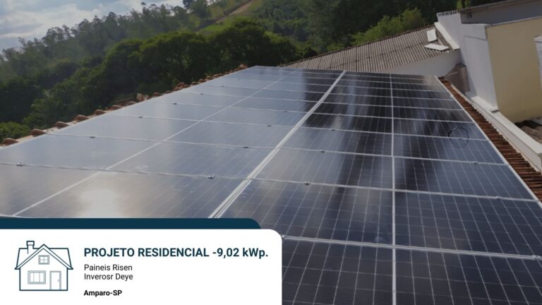 PROJETO 9,02 kWp. Paineis Risen Inverosr Deye Amparo-SP