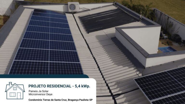 PROJETO 5,4 kWp. Paineis Ja Solar Microinversor Deye Condomínio Terras de Santa Cruz, Bragança Paulista-SP